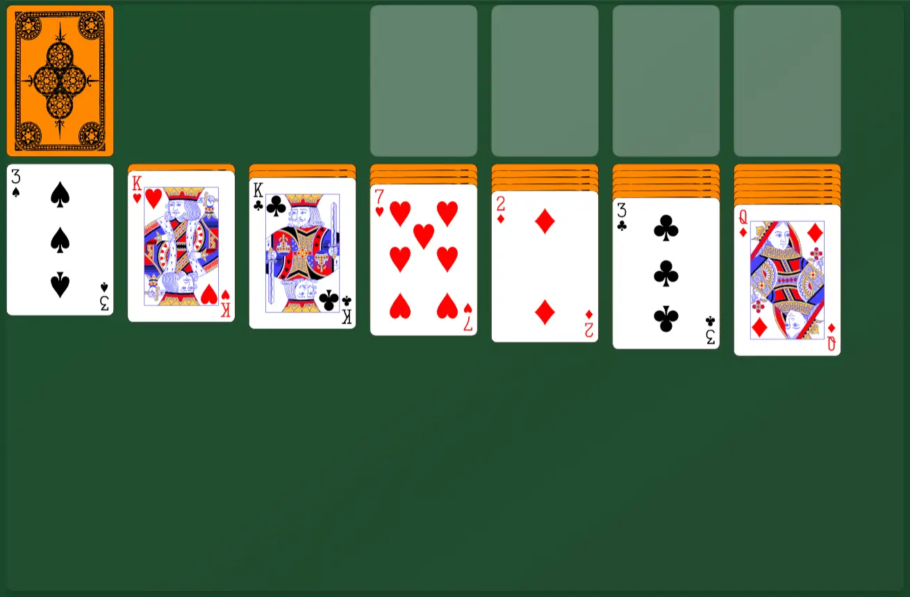 Online solitaire start screen